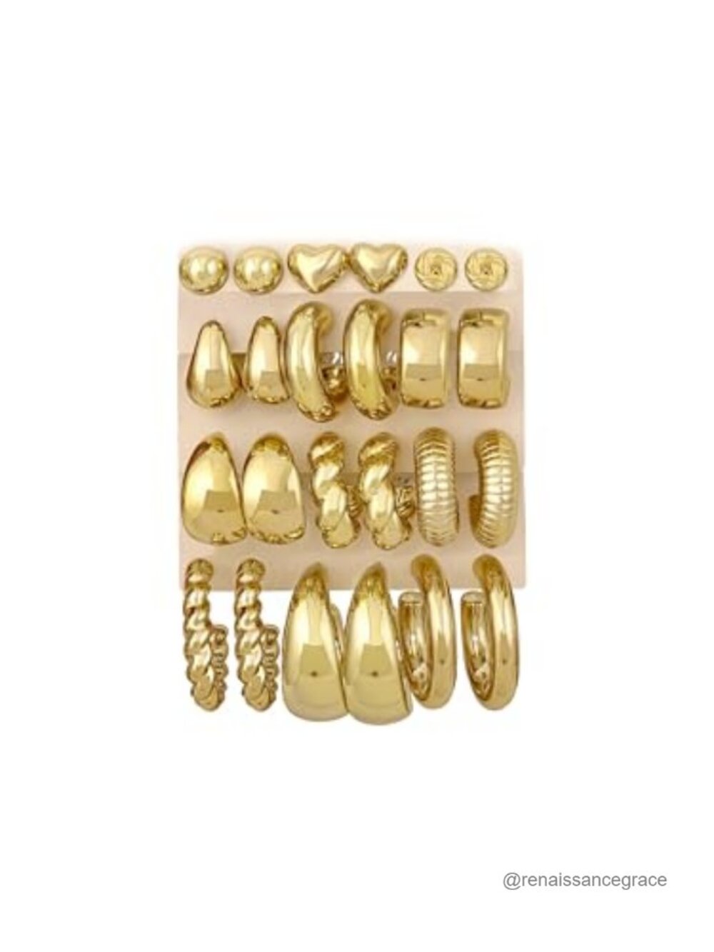 12 Pairs Gold Plated Hoop & Stud Earrings Set for Women Hypoallergenic